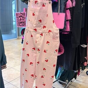 Pink Overalls with Cherries